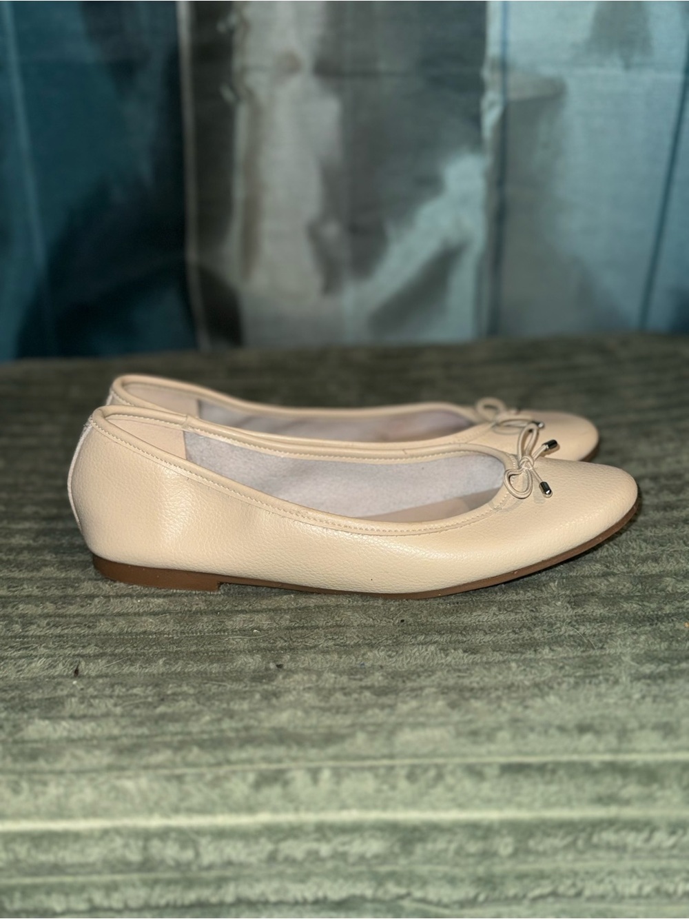 MIA Cream Ballet Flats with Bow Accent